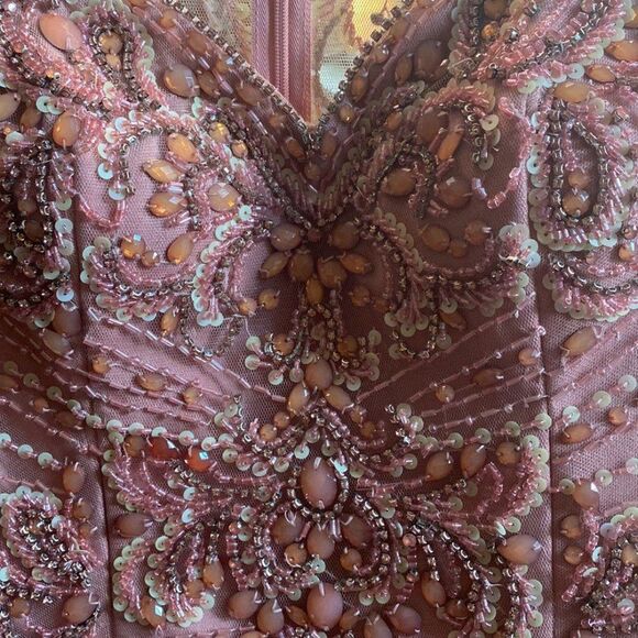 Marsoni Beaded V Neck Maxi Formal Dress 4 - Picture 9 of 13